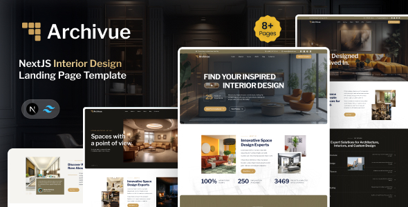 Download Archivue NextJS Interior Design Landing Page Template