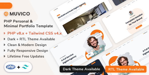 Download Muvico PHP Personal & Minimal Portfolio Template
