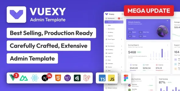 Download Vuexy Vuejs, Nuxt, Next.js, HTML, Laravel, Asp.Net & Django Admin Dashboard Template