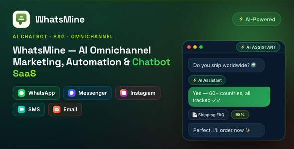 Download WhatsMine AI Omnichannel Marketing, Automation & Chatbot SaaS (WhatsApp, Messenger, SMS & Email)